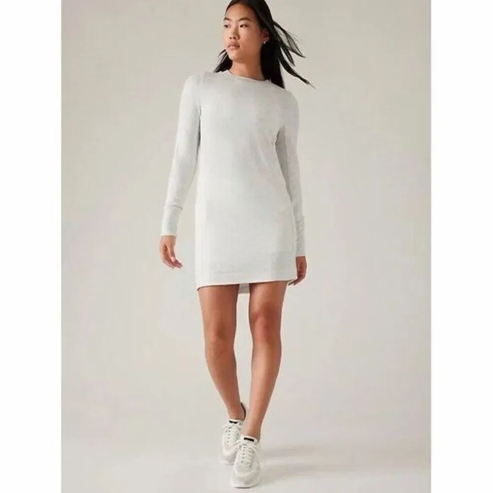 Athleta Bounce Back Sweatshirt Dress in Heather Gray Large